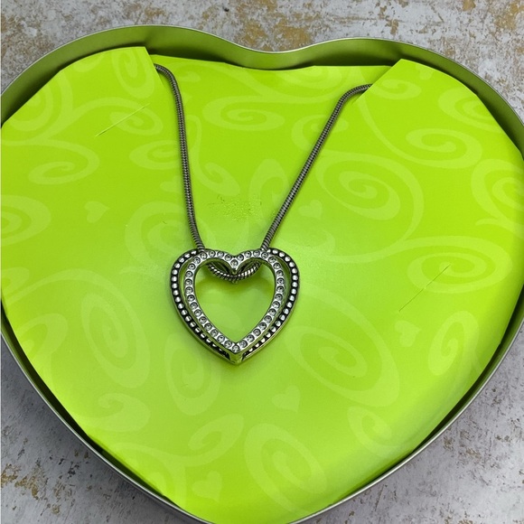 Brighton Rhinestone Sliding Heart Necklace with tin - Picture 3 of 7